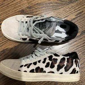 P448 Size 36 Metallic and Calf Hair Print John Sneakers with box